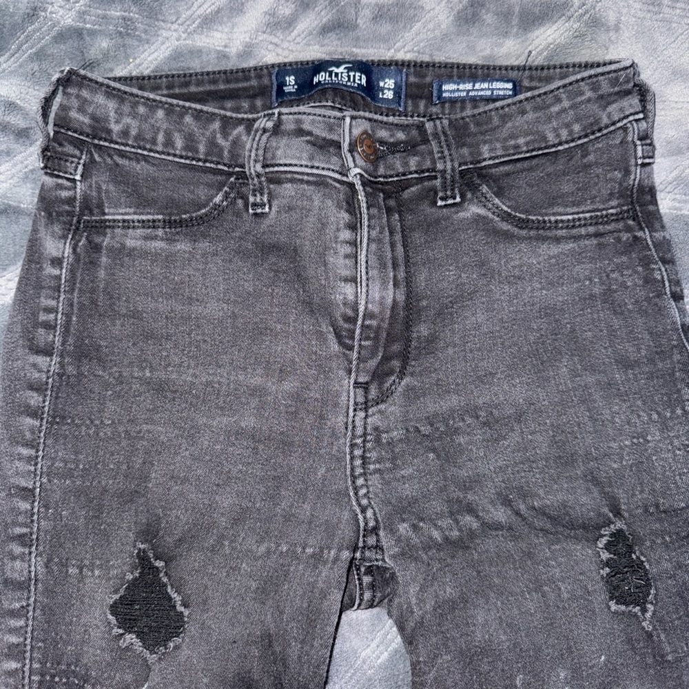Hollister Gray High Rise Jeans with Distressed Details